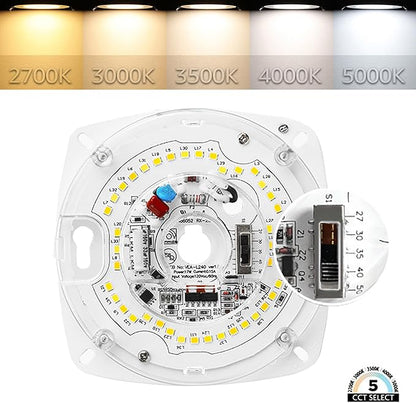 5.5" Ceiling Fan LED Light Kit, 6.73" Overall, 5CCT 2700K-5000K, 23W, 120V, Dimmable Retrofit LED Module for Ceiling Fixtures