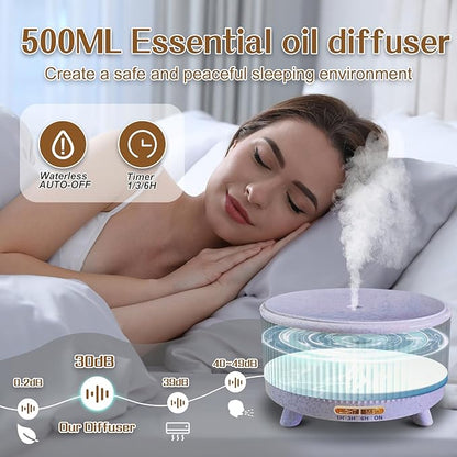 Essential Oil Diffusers for Home 500ml,Aromatherapy Diffusers for Essential Oils Large Room with 7 Colors Lights & 3 Mist Mode Waterless Auto Off,Cool Mist Humidifiers for Decor，Purple