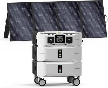 IEE 5120Wh Power Station with 400W Portable Panel, 120/240V 5000W AC Output(9000W Peak), Lifepo4 Home Battery Backup Expandable to 10kWh, Solar Generator for Home Use, Emergency, Camping, RV