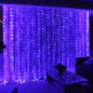 HXWEIYE 300LED Fairy Curtain Lights, 9.8x9.8Ft USB Plug-in 8 Modes Christmas String Hanging Lights with Remote for Bedroom Backdrop Wedding Indoor Wall Decor, Purple, Tangle-Free – 1 Pack