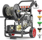 4400 PSI Gas Pressure Washer with Hose Reel, Electric Start, 296cc 15HP Engine 4GPM, Includes 50 FT 3/8 inch Hose, 5 Quick Connect Nozzles, Spray Gun and Wand