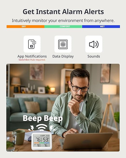 SwitchBot Meter Pro, Digital Hygrometer & Thermometer - Wireless Indoor Temperature & Humidity Monitor with Bluetooth App Control, Real-Time Alert
