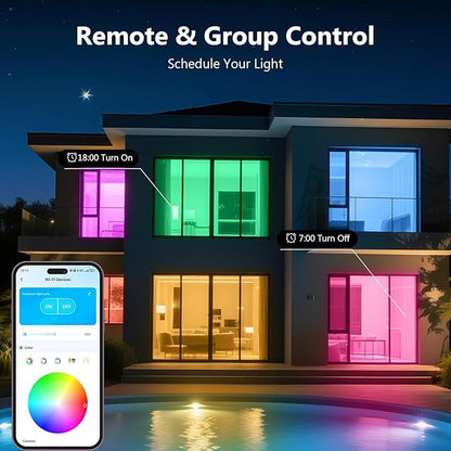 DAYBETTER Smart Light Bulbs, RGBCW Color Changing Smart Bulb Compatible with Alexa & Google Home,Preset Scene, Music Sync, A19 E26 2.4G WiFi Bluetooth Dimmable LED Bulbs, 60W Equivalent, 800LM, 4 Pack