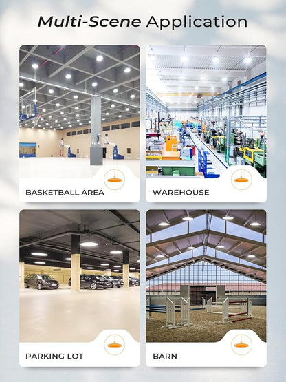 150W UFO LED High Bay Lights 22500LM, IP65 Waterproof Led Shop Lights & Garage Lights, 120-277V Wide Voltage for Warehouse Workshop Factory Gym Barn (10 Pack)