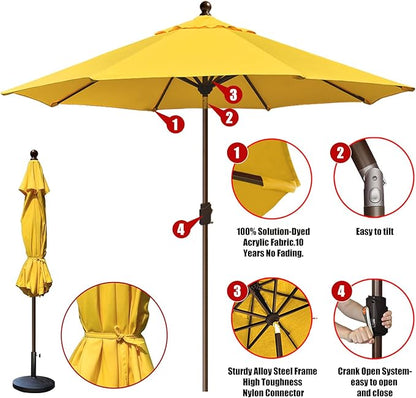 EliteShade USA 10-Year-Non-Fading 10Ft Market Umbrella Patio Umbrella Outdoor Table Umbrella with Ventilation, Sunflower Yellow