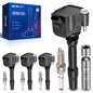 KAX OEM Performance Set of 4 UF750 Ignition Coil Pack & Iridium Spark Plugs w/Magnetic Socket for 330e 330i 530i 430i X1 740Le 2