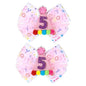 2Pcs Birthday Hair Bow for Baby Girls 1 2 3 4 5 6 Years, Pink Confetti Ice Cream Party Decorations, Sparkling Bows Hair Accessories for 5th Birthday