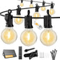 Brightown 38FT 16LED Solar String Lights Outdoor with Remote & USB Port, Shatterproof Bulbs, Dimmable & Timable, 3 Modes, Patio Lights with Mount Clips for Backyard Garden Decor - Last for 36+Hrs