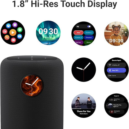 WiiM Sound Smart Speaker with 1.8″ Touch Display, Hi‑Res 24‑bit/192 kHz, AI RoomFit™ Room Correction, 100W Peak, Wi‑Fi 6E/Bluetooth 5.3, Multi‑Room & Stereo Pairing, Remote Included, Black