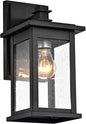 MICSIU 12-Inch Black Outdoor Wall Lantern, Modern Square Exterior Sconce with Clear Seedy Glass, Anti-Rust Waterproof Outside Wall Mount Light for House, Porch, Garage, Garden, E26 Base, 1-Pack