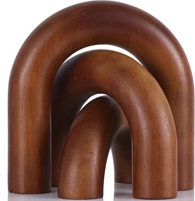 XMGZQ Brown Wood Arch for Coffee Table Decor Items,Wood Statue and Sculpture Set 3,Japanese Neutral Home Decor Aesthetic,Living Room,Entryway,Bookshelf,Floating,Console,Boho Minimalist Objects