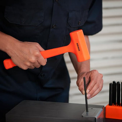 Neiko 02846A 1 LB Dead Blow Hammer, Neon Orange I Unibody Molded | Checkered Grip | Spark and Rebound Resistant