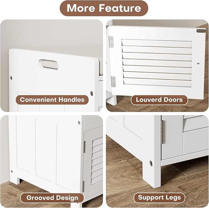Shoe Storage Bench with Lift Top Storage, Entryway Bench with Cushioned Seat, Adjustable Shelf, 2 Tier Shoe Rack with Doors for Entryway, Bedroom, Hallway, Mudroom, White