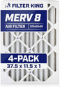 Filter King 37.5x11.5x1 Air Filter | 4-PACK | MERV 8 HVAC Pleated A/C Furnace Filters | MADE IN USA | Actual Size: 37.5 x 11.5 x .75"