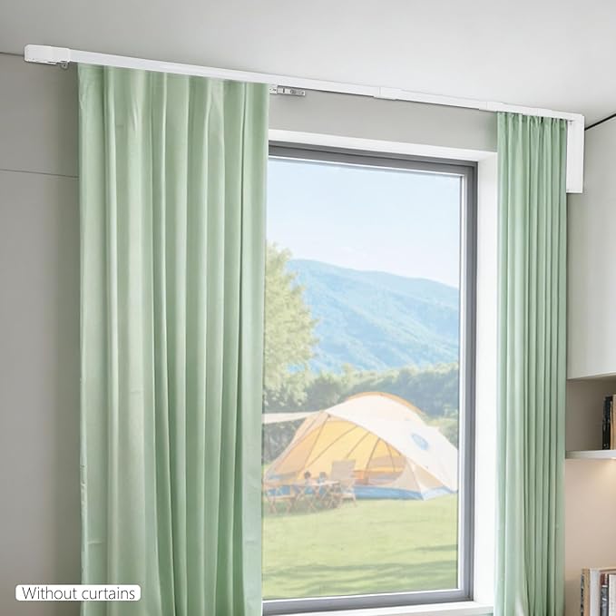 Electric Curtain Track, Retractable Motorized Curtains Rod For 2.2-3.2m/7-10.5ft, Automatic Curtain Opener w/Smart/Manual Control, Smart Curtains System for I-Rrail and U-Rail (For7-10.5ft)