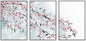 wall26 - 3 Panel Framed Canvas Wall Art - Ink Painting Style Pink Cherry Blossom on The Branch - Giclee Print Gallery Wrap Modern Home Art Ready to Hang - 16"x24"x3 White