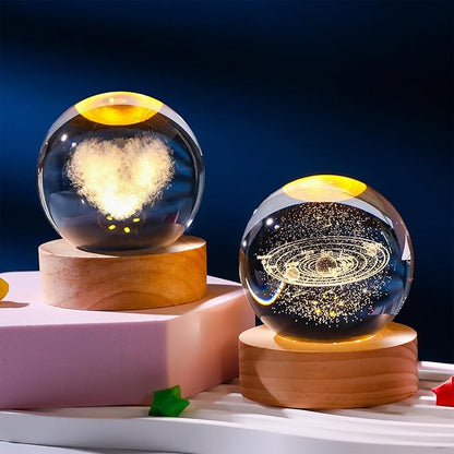 Happyhaves Calming Stellar Spheres,Happy Haves Light Sphere,The Galaxy, Saturn, Astronomy Calming Cosmic Lights, Crystal Ball Night Light with Base for Bedroom Living Room Decor (Starry Sky Walk)