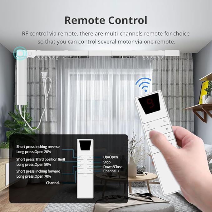 Matter-Certified WiFi Motorized Curtain Track, Smart Electric Curtains with Remote, Compatible with Apple Home, Alexa, Google Assistant, SmartThings (6.1m (240.1inch))