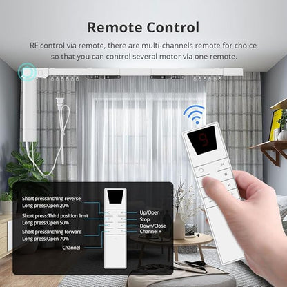 Matter-Certified WiFi Motorized Curtain Track, Smart Electric Curtains with Remote, Compatible with Apple Home, Alexa, Google Assistant, SmartThings (6.1m (240.1inch))