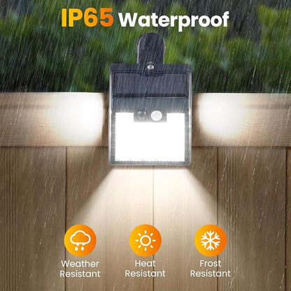 Clip On Solar Lights Outdoor,Motion Sensor Outdoor Lights, 72LEDs 600LM Clip on Solar Fence Lights Outdoor Waterproof LED,Solar Lights for Wall Fence,Deck, Gutter,Camping (4, Black)