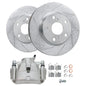 Detroit Axle - Front Drilled & Slotted Rotors Left Brake Caliper for Toyota RAV4 Prius V Lexus HS250H Scion xB Replacement