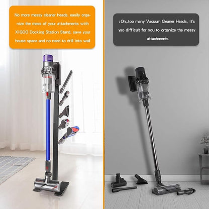 XIGOO Storage-Stand-Docking-Station-Holder Compatible with V15 Detect V11 V10 V8 V7 V6 Cordless Vacuum Cleaners & Accessories, Stable Metal Bracket Organizer Rack, Brushed Black