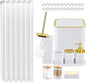 Bathroom Accessories Set-23Pcs Set, Complete Bathroom Essentials, Bathroom Set with Shower Curtain and Liner Sets, Trash Can, Soap Dispenser,Modern Bathroom (White, Bath Set+Shower Curtain&Liner Set)