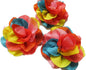 YYCRAFT 4" Rainbow Satin Silk Flower for Baby Girls Flower Headband Bows DIY Craft,Party Decoration(8pcs)
