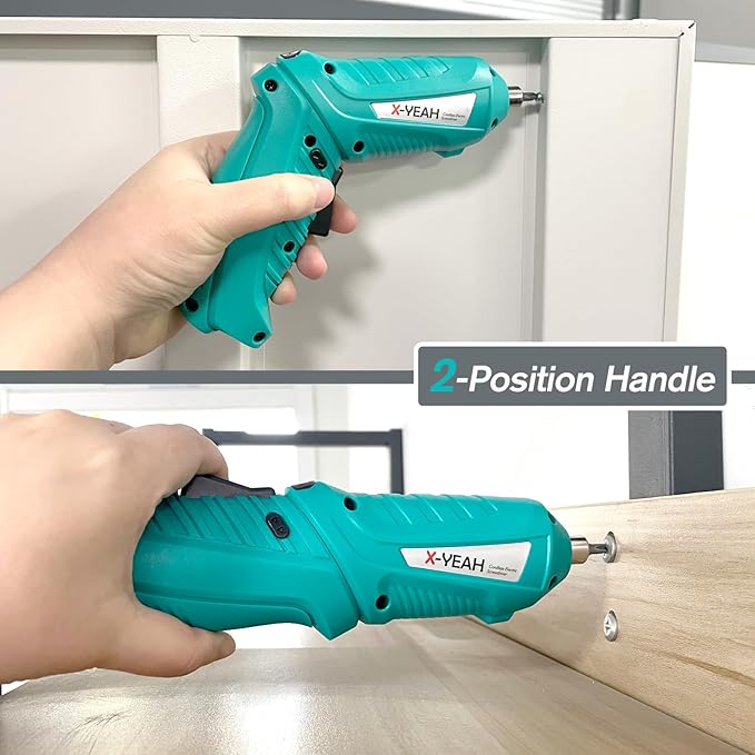 Small Electric Screwdriver, 3.7V Rechargeable Cordless Screwdriver with LED Light, Electric Screwdriver Kit Includes 45pcs Bit Set, USB Charging Cable, Carrying Case