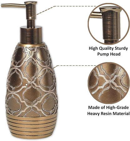 Zahari Home 4pc Spindle Stylish Bathroom Accessories Set Bathroom Soap Dispenser, Tumbler, Tooth Brush Holder and Soap Dish Modern Classic Luxury Contemporary Decor Unique Design Modern Bath Set