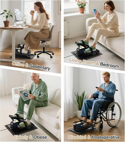 Under Desk Elliptical Machine,Ellipse Leg Exerciser Electric with Remoter,12 Manual Adjustable Speed and 3 Automatic Speed,Portable Seated Pedal Exerciser for Seniors,Adults,Home,Office