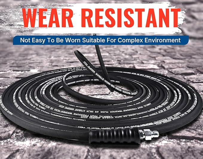 YAMATIC 3/8" Kink Resistant Pressure Washer Hose 50FT, Swivel 3/8" Quick Connector, 4000 PSI High Durability Cold Hot Water Max. 212°F, Fit Most Residential and Commercial Pressure Washer