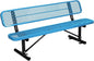 6Ft Outdoor Bench with Back Portable Frame, Outdoor Steel Park Bench with Backrest, Expanded Metal Mesh Bench for Outside, Lawn, Backyard, Park, Garden, Patio, Porch, Blue