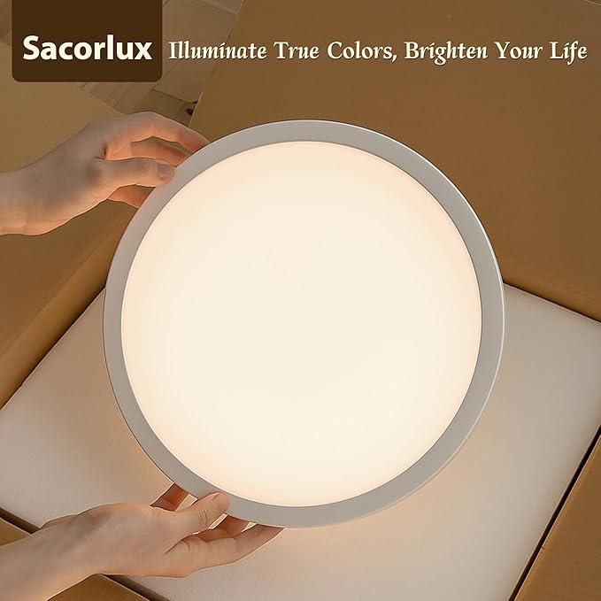 2 Pack 12 Inch LED Dimmable Flush Mount Ceiling Light Fixture, 24W 5CCT (2700K-5000K) Selectable Modern Ceiling Light Close to Ceiling Light,for Bedroom, Kitchen, Bathroom, Hallway