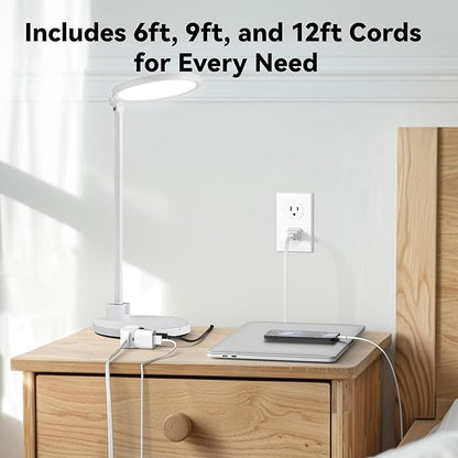 BN-LINK 3-Outlet Indoor Extension Cord, 6/9/12 ft Variety 3-Pack, 16/2 SPT-2, 2 Prong Polarized Plug, White Household Power Cord for Home, Office & Holiday Decorations