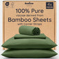 Bambaw California King Sheet Set 4pcs – 100% Viscose Derived from Bamboo Sheets Deep Pocket, Fits Up to 16'' Mattresses, Super Soft & Temperature Cooling Bed Sheets (Olive)