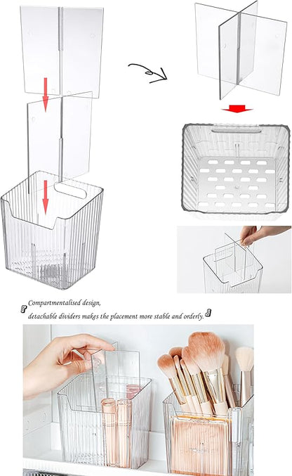 Set Of 2 Storage Organizer Bins Wall Mounted Shower Caddy, Bathroom shelves Stackable Clear Plastic Toothbrush Holder Adhesive Hanging Bin for Bathroom, Kitchen, Cabinet, Shower BPA Free Small (Clear)