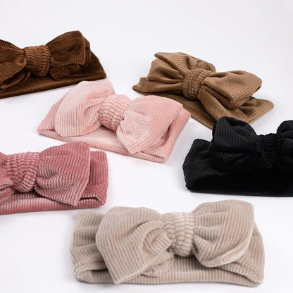 JIAHANG Baby Bows Turban Knotted Head Wraps, Corduroy Big Hair Bow Headbands, Stretchy Hair bands for Newborn Infant Toddlers Girls