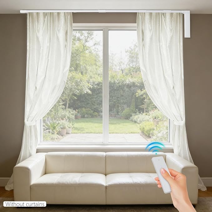 Electric Curtain Track, Retractable Motorized Curtains Rod For 2.2-3.2m/7-10.5ft, Automatic Curtain Opener w/Smart/Manual Control, Smart Curtains System for I-Rrail and U-Rail (For7-10.5ft)