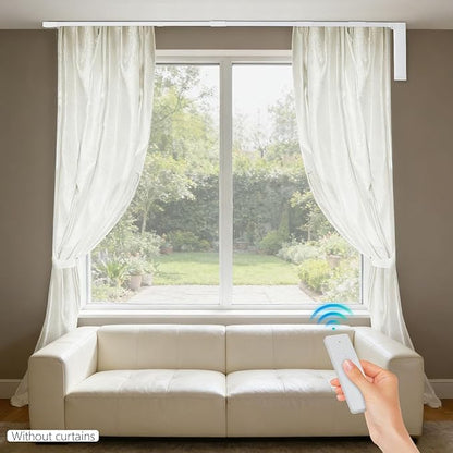 Electric Curtain Track, Retractable Motorized Curtains Rod For 2.2-3.2m/7-10.5ft, Automatic Curtain Opener w/Smart/Manual Control, Smart Curtains System for I-Rrail and U-Rail (For7-10.5ft)
