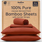 Bambaw 100% Viscose Derived from Bamboo Sheets Queen Size Set – 4pcs Cooling Sheets Queen, Luxury Bedding, Soft & Breathable, Deep Pocket Fits Up to 16'' Mattresses (Terracotta)