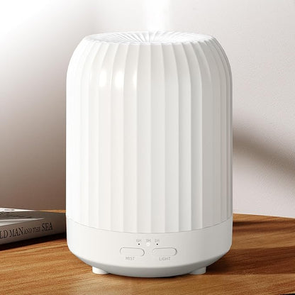 Essential Oil Diffuser for Bedroom, Quiet Humidifiers for Home, Ultrasonic 250ML Small Aromatherapy Diffuser, 7 LED Color Safety Auto-Off Timer, for Large Baby Bedroom, Hotel, Plant (White Pattern)