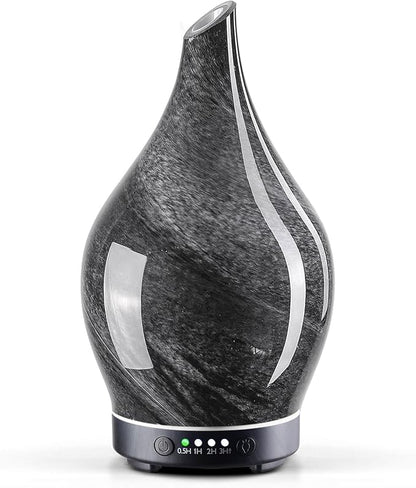 Porseme 150ml Essential Oil Diffuser Glass Color Changing Aroma Air Diffusers Aromatherapy Ultrasonic Cool Mist Humidifier 6 Running Hours Waterless Auto-Off for Sleeping Yoga Office Spa (Obsidian)
