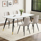 White Modern Dining Table Set for 4, 62'' Rectangular Sintered Stone Table with 4 Chairs