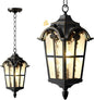 Outdoor Pendant Light Dusk to Dawn for Porch,Anti-Rust Aluminum Outdoor Chandelier, Waterproof Exterior Hanging Lighting Fixtures for Front Door, Gazebo, Black Finish with Gold Edges