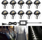 Pack of 10 Deck Garden Mall Step Stair Landscape LED Lights Cold White Low Voltage IP65 Lamp with Transformer
