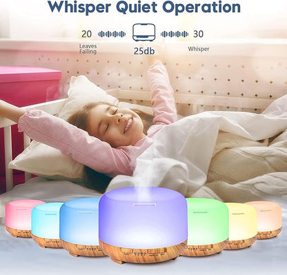 Ultrasonic Essential Oil Diffuser: 500ml Aromatherapy Humidifier Remote Control Large Room - Fragrance Water Vaporizer Aroma Scent Air Mister with Light & Timer Bedroom Office, Black