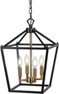 JONATHAN Y 12" Oil Rubbed Bronze/Brass Gold Lantern Pendant Light, 1-Light Pagoda Style Metal Cage Farmhouse Hanging Ceiling Fixture for Kitchen Island, LED Bulb Included (JYL7436D)