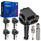 KAX Set of 5 UF341 Ignition Coil Pack & Iridium Spark Plugs w/Magnetic Socket for Volvo 2003-2006 XC90, XC70 1999-2006 V70, S80,