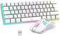 RedThunder 60% Wireless Gaming Keyboard and Mouse Combo, 2500mAh Rechargeable Battery, Ultra-Compact Small RGB Mechanical Feel Keyboard, Lightweight Honeycomb Optical Mouse for Gaming/Business, White